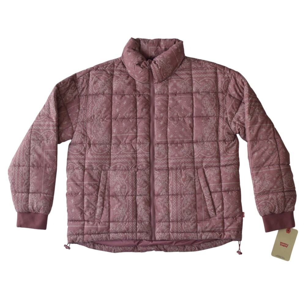 NWT Levi’s Pink Bandana Print Puffer Jacket - Size M, New With Tags